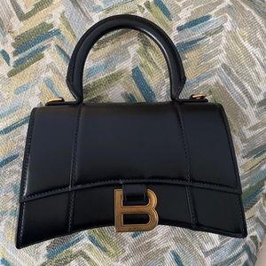 NEW Black Balenciaga XS Hourglass Crossbody Purse